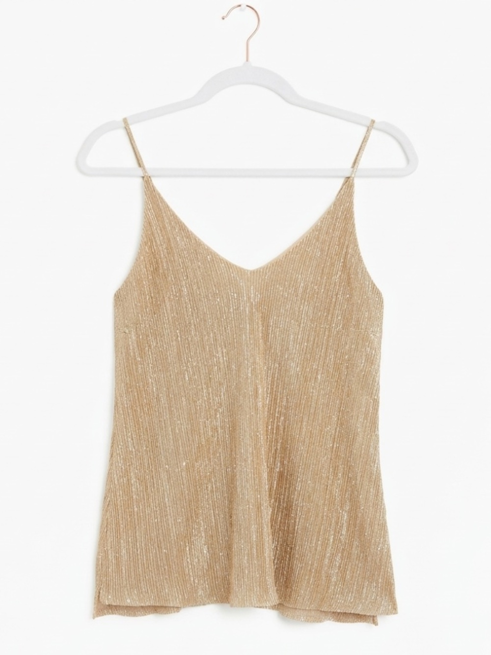 Metallic Shimmer Sparkly V-Neck Spaghetti Strap Cami Tank Top XS/S
